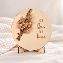 Houten bordje bloem mama