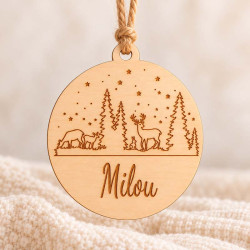 Houten kerstbal landschap