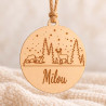 Houten kerstbal landschap