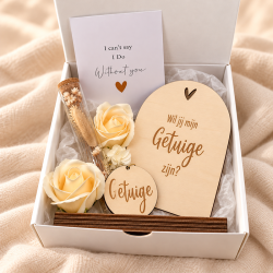 Geschenkbox wil je mijn getuige zijn tekstbord en staander