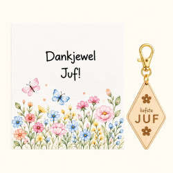 Sleutelhanger liefste juf bloemen