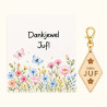 Sleutelhanger liefste juf bloemen