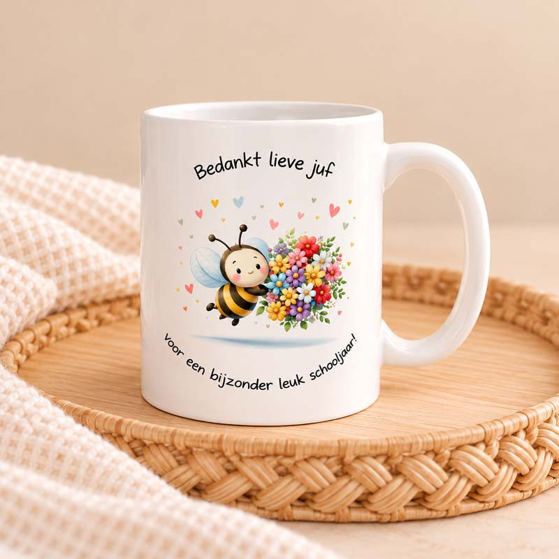 mok juf bij met bloemen