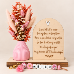 Geschenkbox Wil je mijn meter worden vaasje droogbloemen keuze rap klaar