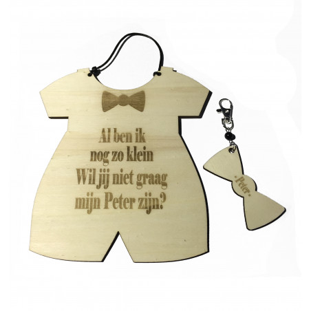 Tekstbord en sleutelhanger Peter romper - grijs