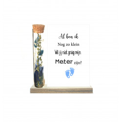 Droogbloemen in buisje "Wil jij mijn meter worden?"-blauw