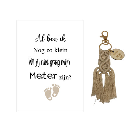 Sleutelhanger Meter macrame beige