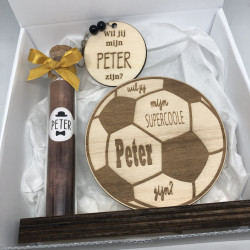 Geschenkbox voetbal - Peter - zwart