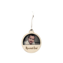 Houten kerstbal met foto