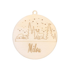 Houten kerstbal landschap