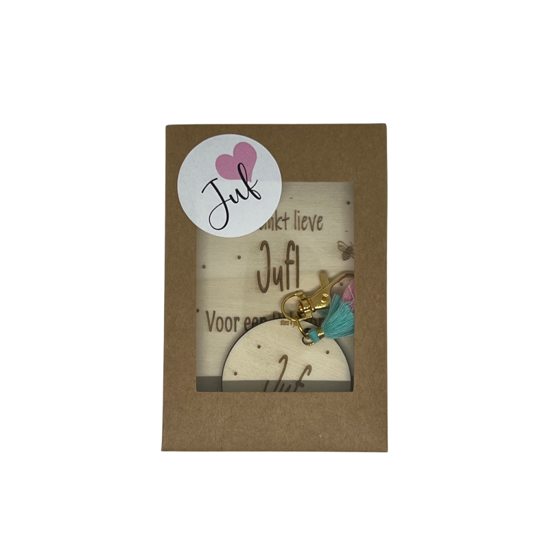 Sleutelhanger JUF | cadeaudoosje