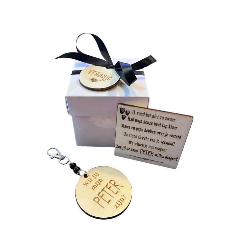 Cadeaudoosje met sleutelhanger | Gepersonaliseerd cadeau om Peter te vragen