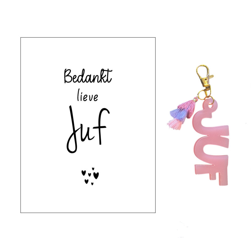 Sleutelhanger JUF |hartjes