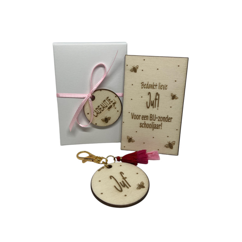 Sleutelhanger JUF | cadeaudoosje
