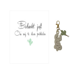 Sleutelhanger juf plexi cactus