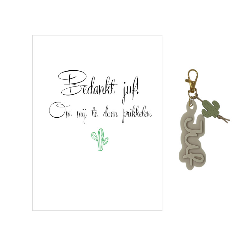 Sleutelhanger juf plexi cactus