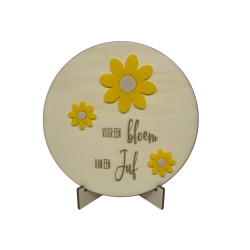 Tekstbord JUF | bloem - plexi