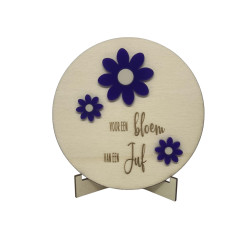 Tekstbord JUF | bloem - plexi