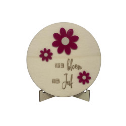 Tekstbord JUF | bloem - plexi