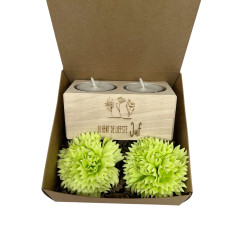 Cadeaudoosje theelichthouder en zeepbloemen