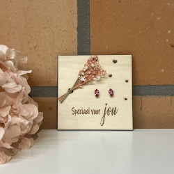Houten kaartje en oorbellen - de liefste