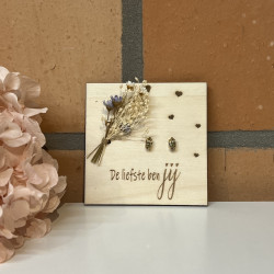 Houten kaartje en oorbellen - de liefste